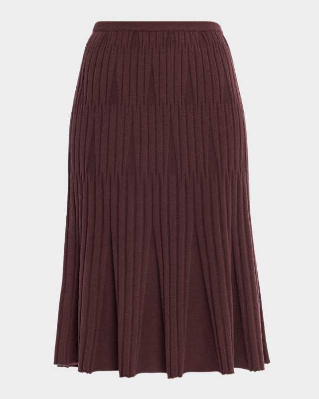 Cashmere Variegated Rib Midi Skirt